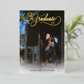 Echte Folie 2 zijdige foto Afstuderen uitnodiging (Staand Voorkant)