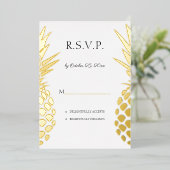echte folie anananas bruiloft RSVP Uitnodiging (Staand Voorkant)