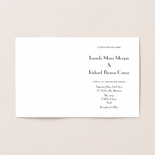 Echte Folie Art Deco bruiloft uitnodiging Kaart (Binnen)