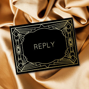 Echte Folie Art Deco Geometrische Gouden Foliemeel Uitnodiging Briefkaart