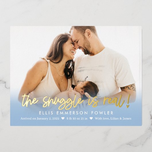 Echte Folie Baby geboorte Briefkaart bekendmaking (Voorkant)