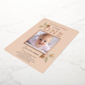 Echte Folie, Bloemen 1e Verjaardagsuitnodiging in  Folie Uitnodiging (Gedraaid)