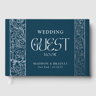 Echte Folie  Bloemen Blauw Huwelijk Gastenboek