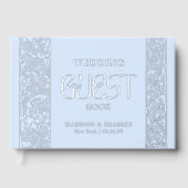 Echte Folie Bloemen Blauw Huwelijk Gastenboek (Voorkant)