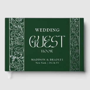 Echte Folie  Bloemen Groene Zilveren Huwelijk Gastenboek