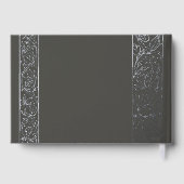 Echte Folie  Bloemen Zwart Olijf Huwelijk Gastenboek (Achterkant)