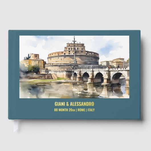 Echte folie Castel Sant'Angelo Rome bruiloft Itali Gastenboek (Voorkant)