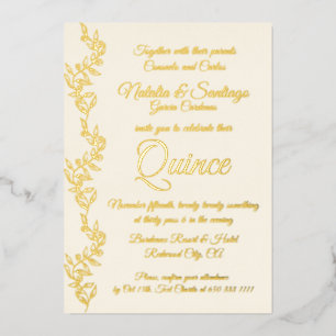 Echte Folie Champagne Gold Twins Quince Invitation Folie Feestdagenkaart