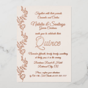 Echte Folie Champagne Roze Twins Quince Invitation Folie Feestdagenkaart