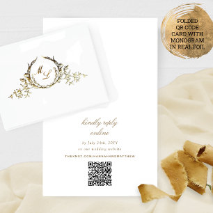 Echte Folie Chique Calligrafie Monogram RSVP QR Co Kaarten