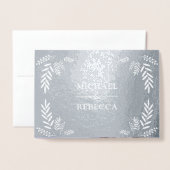 Echte Folie Dusty Blue Branch bruiloft uitnodiging (Voorkant met envelop)