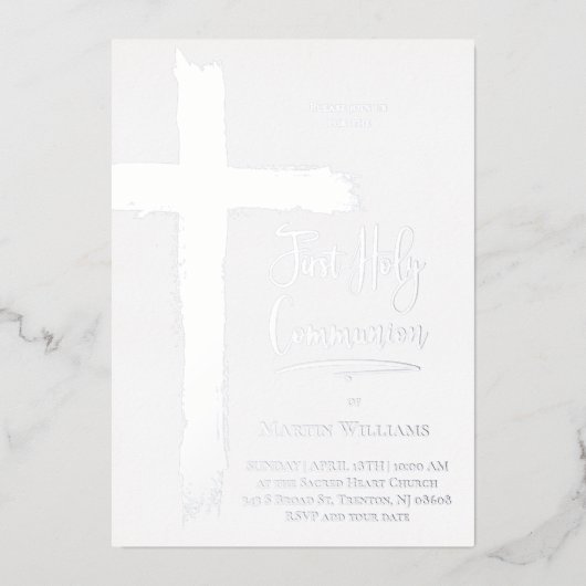 Echte folie Eerste Heilige Communie Folie Uitnodiging (Voorkant)