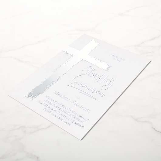 Echte folie Eerste Heilige Communie Folie Uitnodiging (Gedraaid)