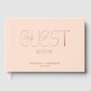 Echte Folie Elegant Cream Calligraphy Script Weddi Gastenboek
