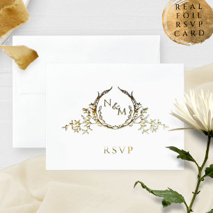 Echte Folie Elegant Monogram met /zonder RSVP Kaarten