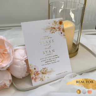 Echte Folie Elegant Peach, Blush, Champagne Weddin Uitnodiging