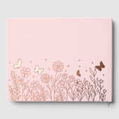 Echte Folie Elegante Bloemen Roze Huwelijk Gastenboek (Achterkant)