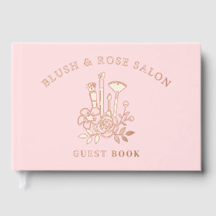 Echte Folie Elegante Bloemen Roze Make-up Business Gastenboek