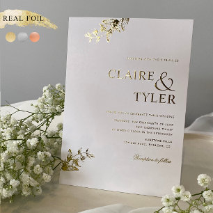 Echte Folie Elegante en Eenvoudige Typografie Trou Uitnodiging