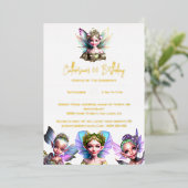 Echte folie fee prinses pixie meisjes DIY leeftijd Uitnodiging (Staand Voorkant)