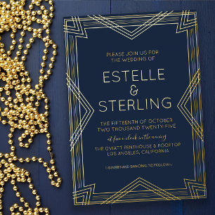 Echte Folie Geometrische Vorm Huwelijksfoto's Folie Uitnodiging