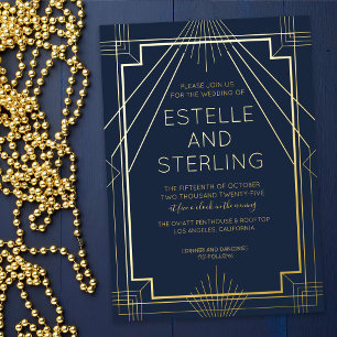 Echte Folie Geometrische Vorm Huwelijksfoto's Folie Uitnodiging