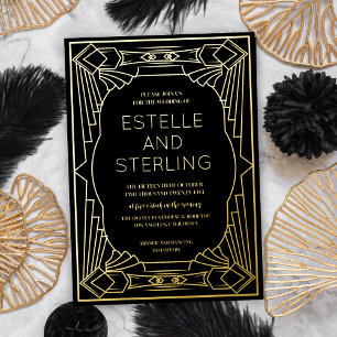 Echte Folie Geometrische Vorm Huwelijksfoto's Folie Uitnodiging