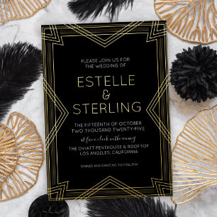 Echte Folie Geometrische Vorm Huwelijksfoto's Folie Uitnodiging