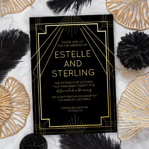 Echte Folie Geometrische Vorm Huwelijksfoto's Uitnodiging