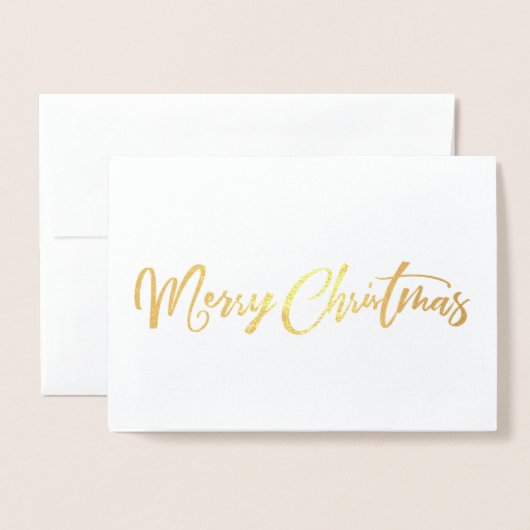 Echte Folie Gold Merry kerstmis Kaart (Voorkant met envelop)