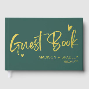 Echte Folie Gouden Kalligrafie Script Modern Weddi Gastenboek
