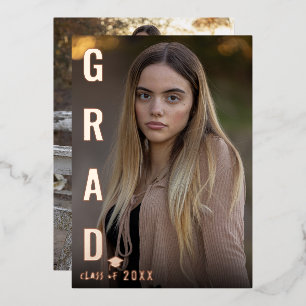 Echte Folie GRAD Afstudeerfoto-aankondiging Uitnodiging