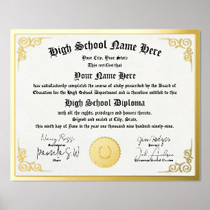 Echte folie High School Diploma, GED, homeschool p Folie Afdrukken