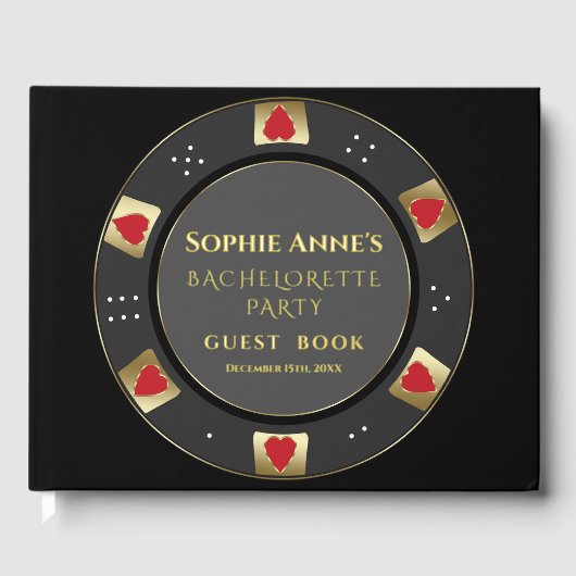Echte Folie Las Vegas Poker Chip Bachelorette Part Gastenboek (Voorkant)