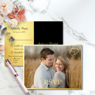 Echte Folie met Faux Folie Terug Modern Wedding RS Uitnodiging Briefkaart