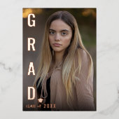 Echte Folie Modern AFSTUDEERDER Afstuderen Photo P Folie Uitnodiging (Voorkant)
