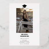 Echte Folie Modern AFSTUDEERDER Afstuderen Photo P Folie Uitnodiging (Achterkant)