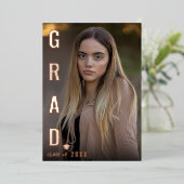 Echte Folie Modern AFSTUDEERDER Afstuderen Photo P Folie Uitnodiging (Staand Voorkant)