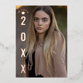 Echte Folie Modern Afstuderen Fotoaankondiging Folie Uitnodiging (Voorkant)