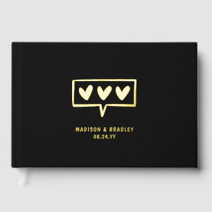 Echte Folie Modern Love Hearts Wedding Gastenboek