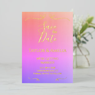 Echte Folie Roze Ombre Trouw Save the Date Uitnodi Uitnodiging