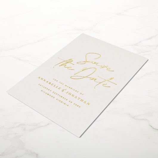 echte folie trendy handgeschreven trouw aankondigi folie uitnodiging (Gedraaid)