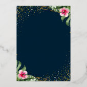 Echte Folie tropische anananas Floral Luau Roos Go Folie Uitnodiging (Achterkant)