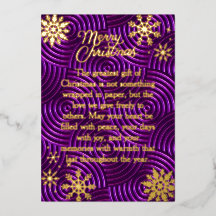 Echte Folie Typografie Paarse Kerst Vakantiekaart