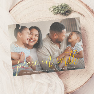 Echte Folie Vrede op Aarde Foto Kerstmis Folie Feestdagenkaart
