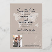 Echte Folie Wedding Passport Compass Save the Date Uitnodiging (Achterkant)