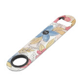 Echte gekleurde Waterverf Floral laat kunst Speed Flessenopener (Achterkant Gekanteld)