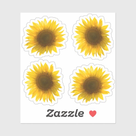 Echte gele zonnebloem afbeelding 4x set sticker (Vel)