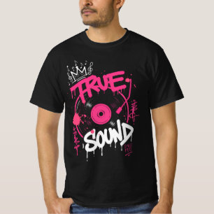 Echte Geluid Graffiti Vinylplaat Retro Straatkunst T-shirt