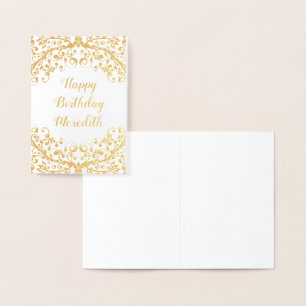 Echte Gold Foil Bloemen Gepersonaliseerde Verjaard Folie Kaarten
